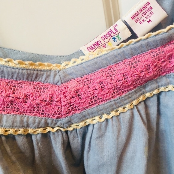 Funky People | Tank Crop Top Blue Pink Boho M - Picture 2 of 7